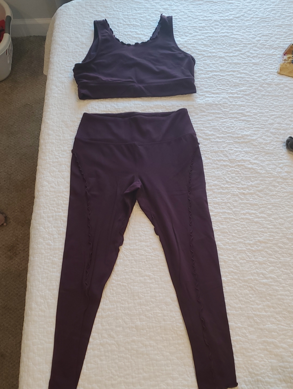 Women's Purple High-Waist Active Leggings & Reversible Bra Top Set